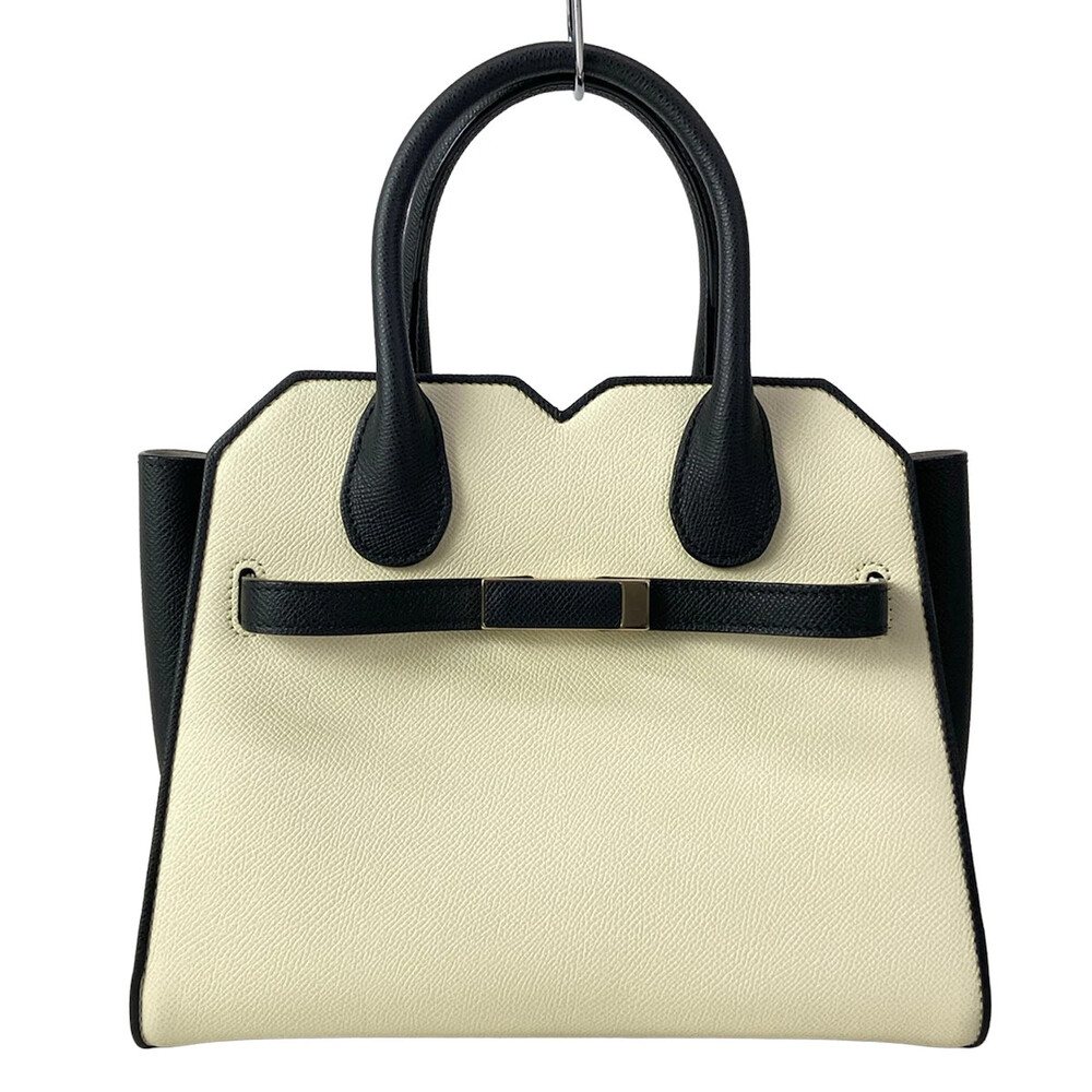 Valextra Milan Bag Cream Black Leather #306359V24B